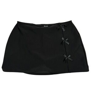 Y2K FREE HAVEN Coquette Black Bow Detail Mini Skirt Women's Size XL